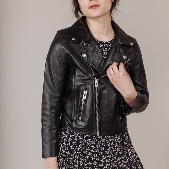 🎱 Ganni Passion Leather Biker Jacket Midnight EUC 34 XS 🎱 - Picture 3 of 9